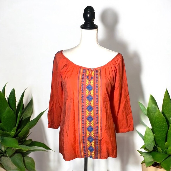 UMGEE Embroidered Southwestern Boho Peasant Blouse - Picture 6 of 6